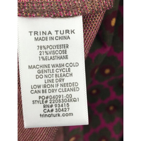 Trina Turk Floral A Line Mock Neck Criss Cross Strap Back Knit Dress Large NEW - Picture 7 of 8